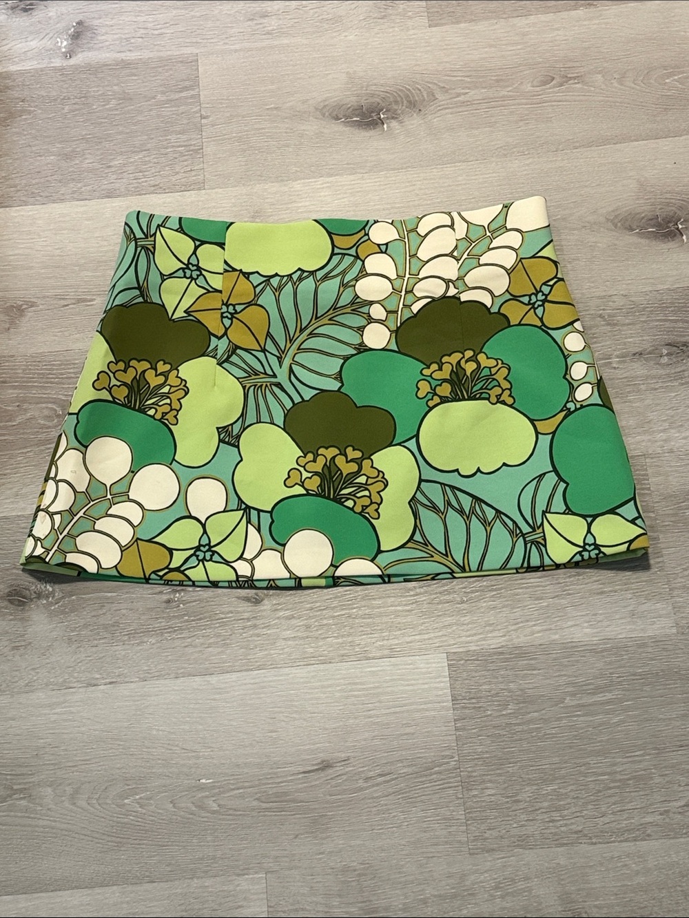Zara Green Floral Retro Mini Skirt